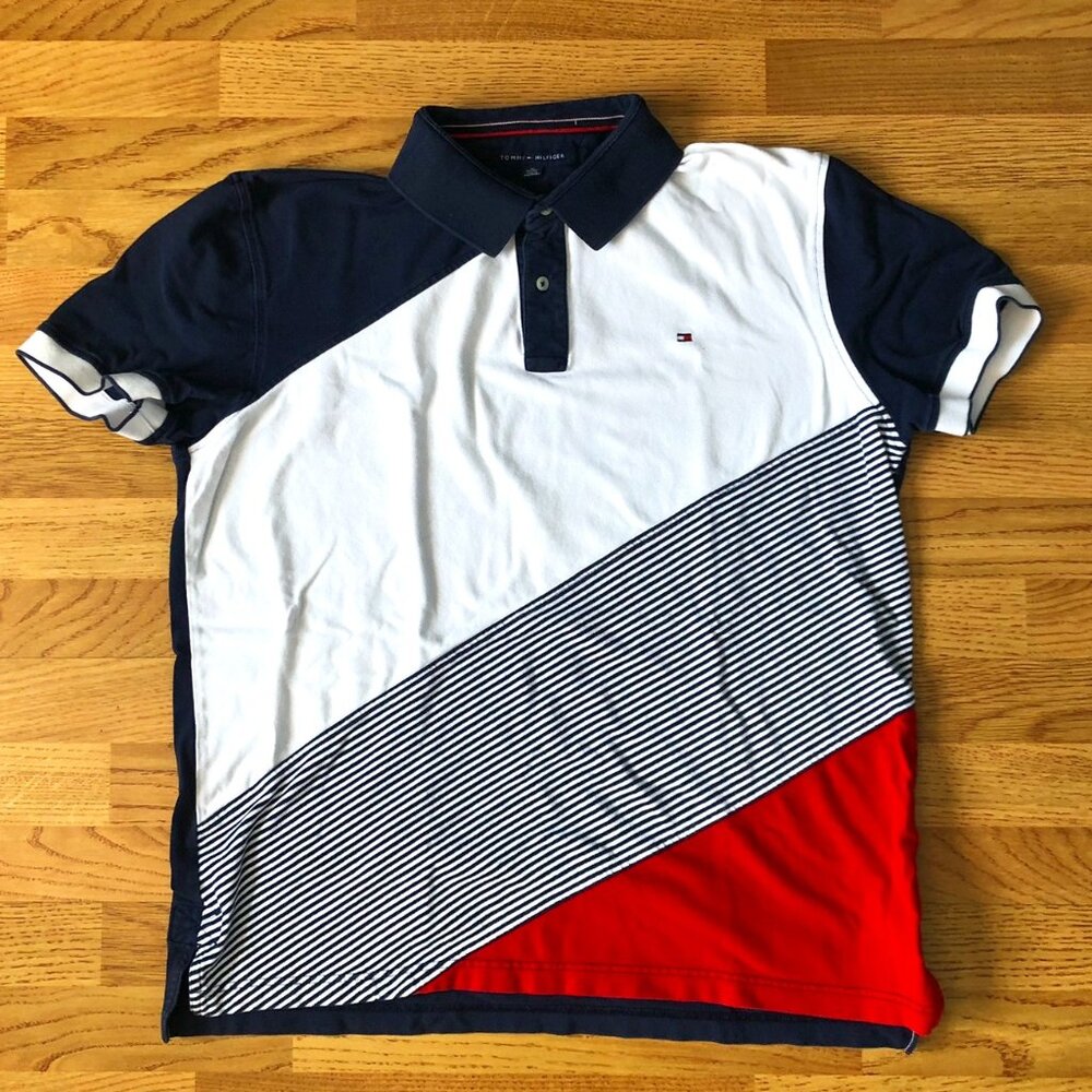TOMMY HILFIGER (Size XL) Color Block Polo Shirt